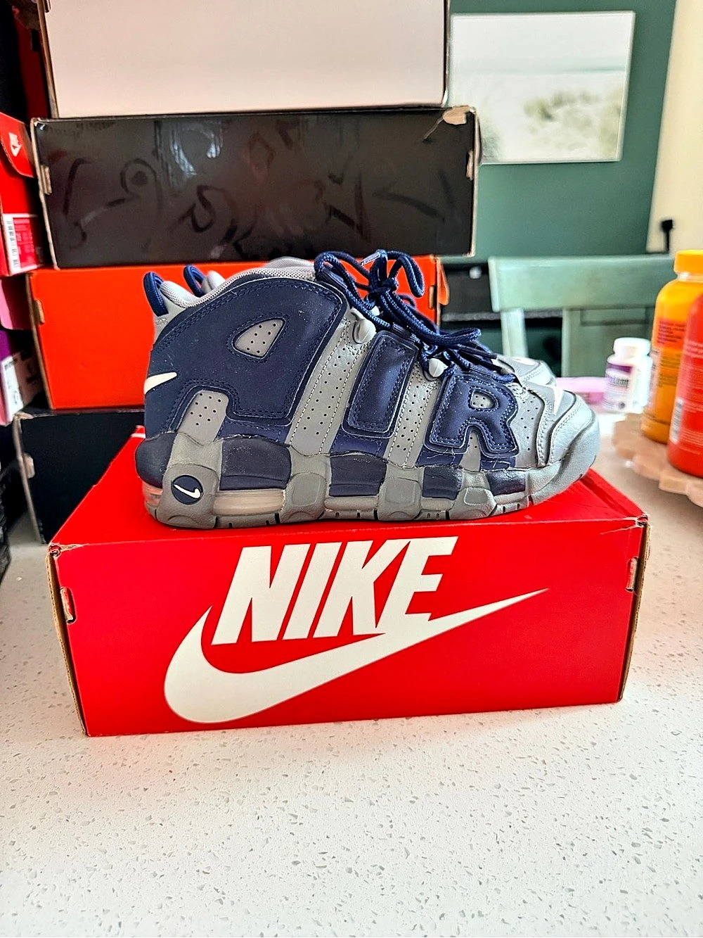 Nike Air Uptempo Kids Sneakers Blue & Gray US 5.5y Like New
